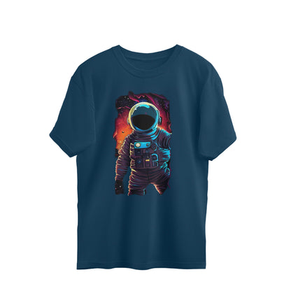 Astronaut in Space: Oversized Round Neck T-Shirt for Cosmic Style