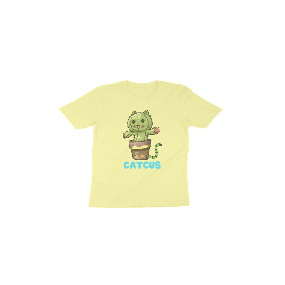 Catcus Cuteness: Toddler's Round Neck T-Shirt with Cactus Cat Design