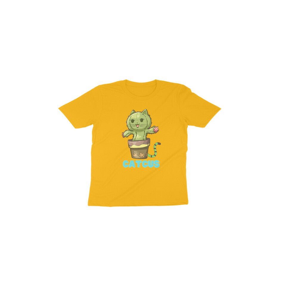 Catcus Cuteness: Toddler's Round Neck T-Shirt with Cactus Cat Design