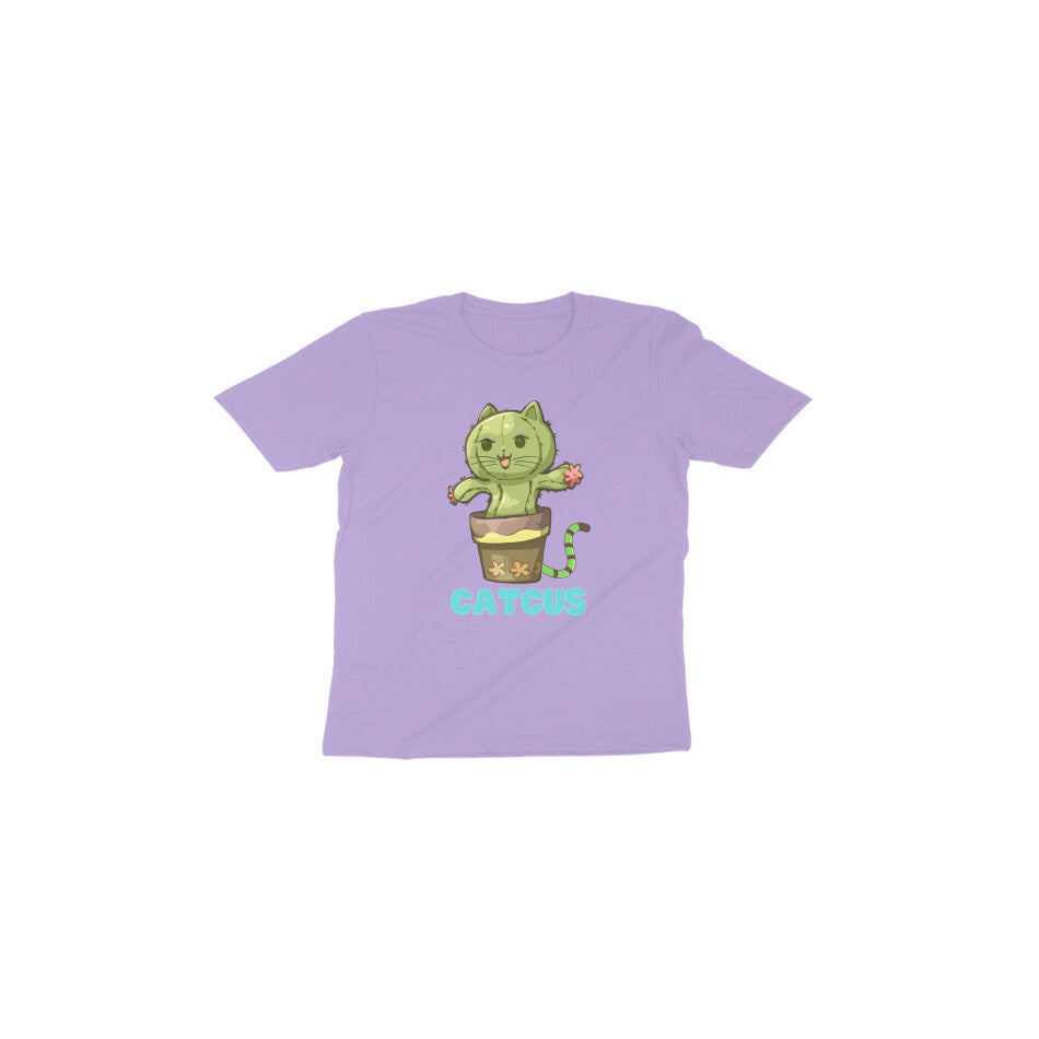 Catcus Cuteness: Toddler's Round Neck T-Shirt with Cactus Cat Design