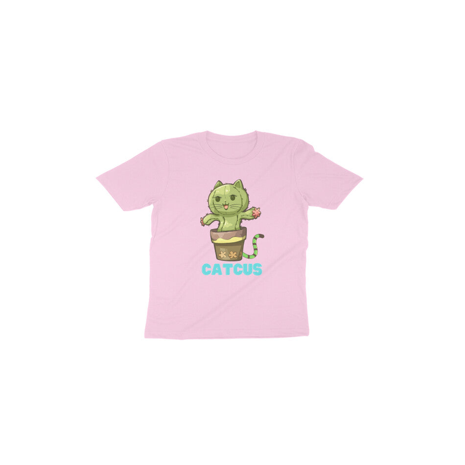 Catcus Cuteness: Toddler's Round Neck T-Shirt with Cactus Cat Design