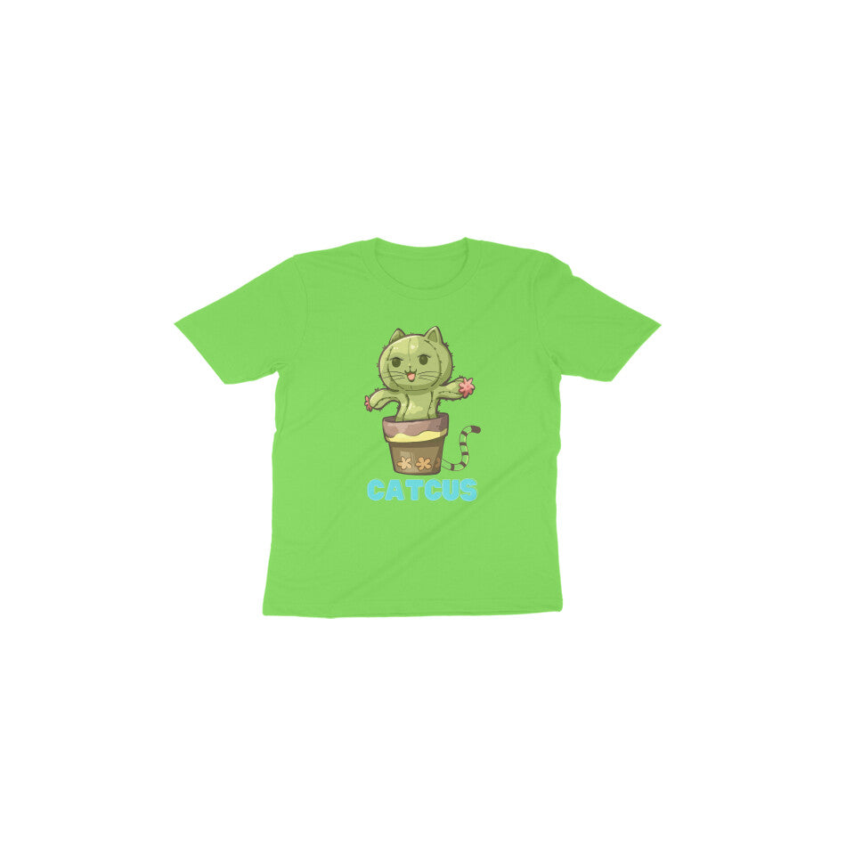 Catcus Cuteness: Toddler's Round Neck T-Shirt with Cactus Cat Design