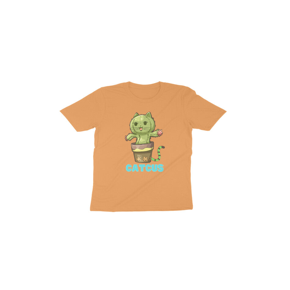 Catcus Cuteness: Toddler's Round Neck T-Shirt with Cactus Cat Design