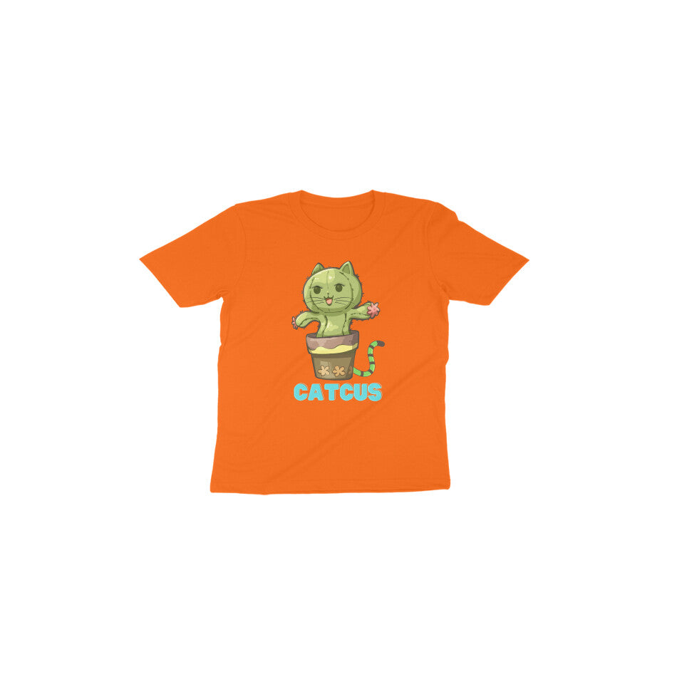 Catcus Cuteness: Toddler's Round Neck T-Shirt with Cactus Cat Design