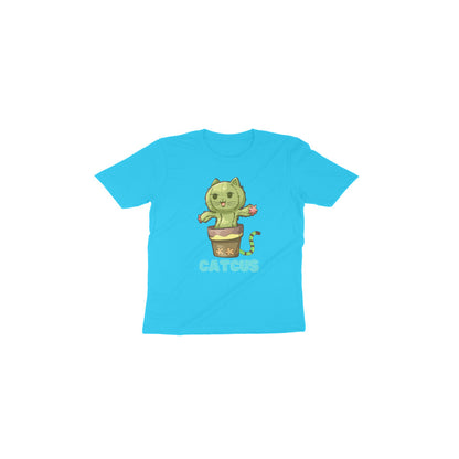 Catcus Cuteness: Toddler's Round Neck T-Shirt with Cactus Cat Design