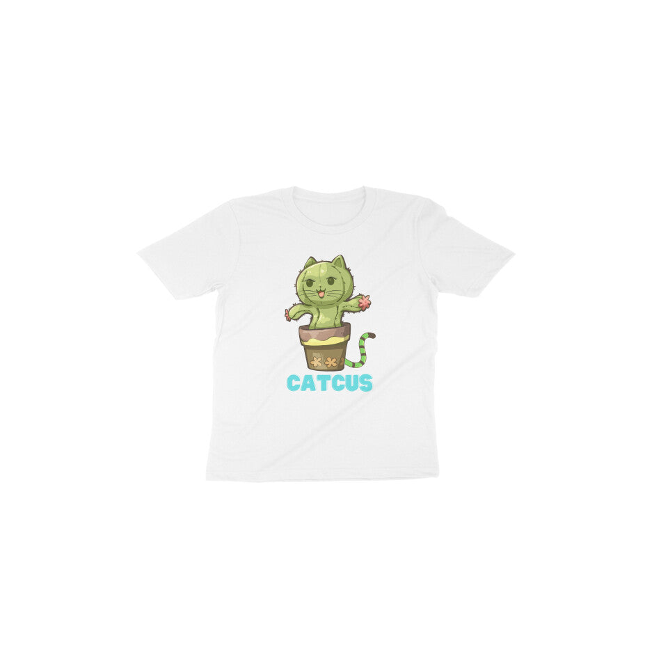 Catcus Cuteness: Toddler's Round Neck T-Shirt with Cactus Cat Design