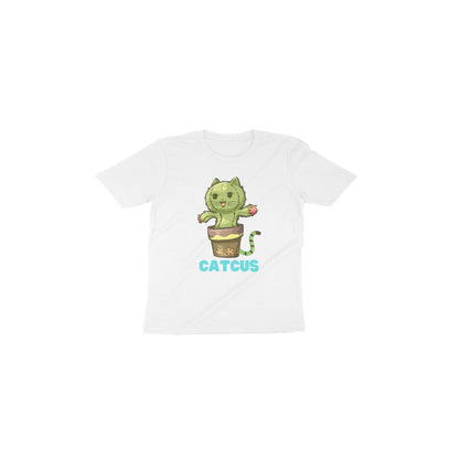 Catcus Cuteness: Toddler's Round Neck T-Shirt with Cactus Cat Design