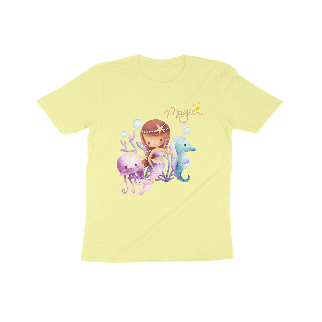 Enchanting Mermaid Magic: Kid's Round Neck T-Shirt - Whimsical Design
