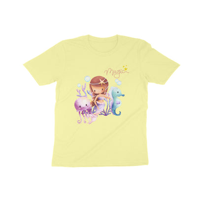 Enchanting Mermaid Magic: Kid's Round Neck T-Shirt - Whimsical Design