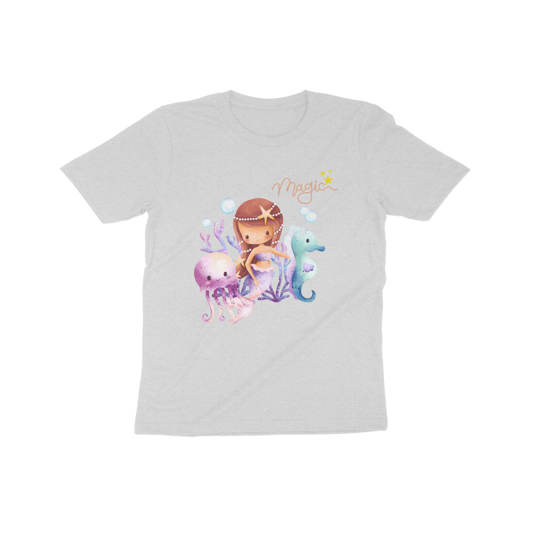 Enchanting Mermaid Magic: Kid's Round Neck T-Shirt - Whimsical Design