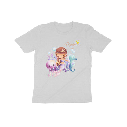 Enchanting Mermaid Magic: Kid's Round Neck T-Shirt - Whimsical Design