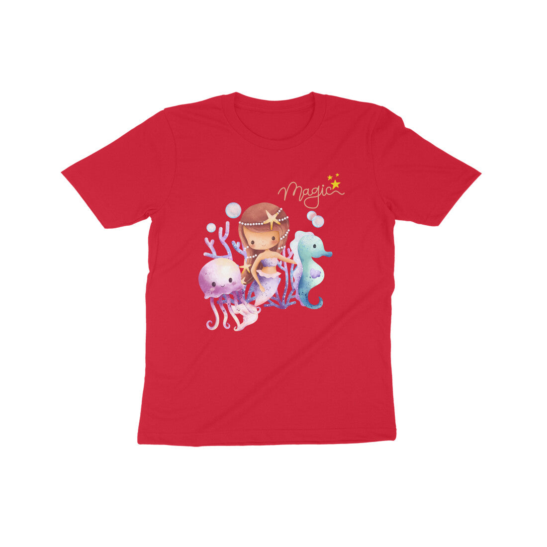 Enchanting Mermaid Magic: Kid's Round Neck T-Shirt - Whimsical Design