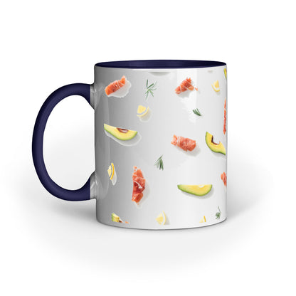 Vibrant Fruit and Veggie Slices Mugs: Abstract Design Collection