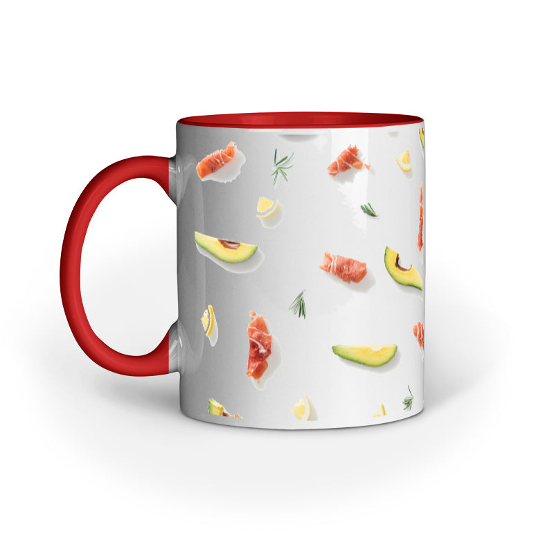 Vibrant Fruit and Veggie Slices Mugs: Abstract Design Collection