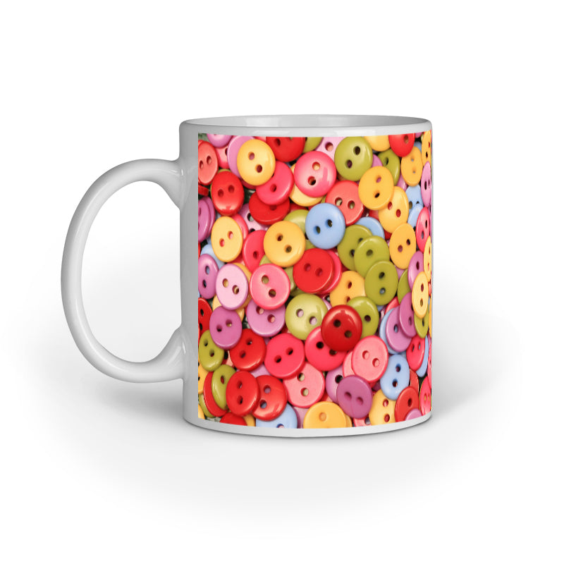 Vibrant Button Collection: Abstract Design Printed Mugs