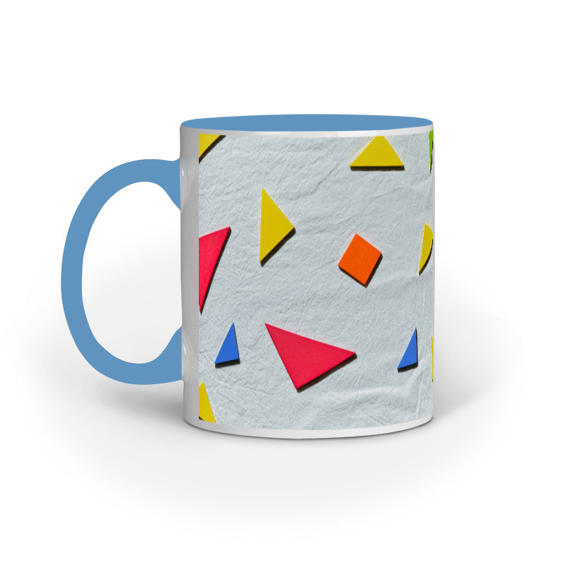 Colorful Triangular Harmony: Abstract Printed Mugs Collection
