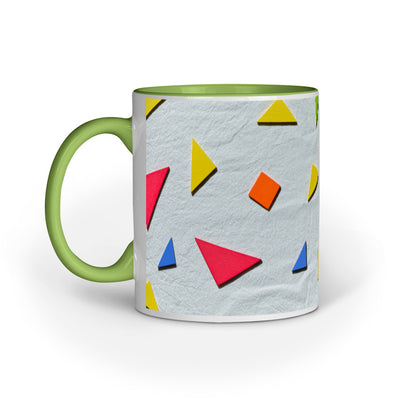 Colorful Triangular Harmony: Abstract Printed Mugs Collection