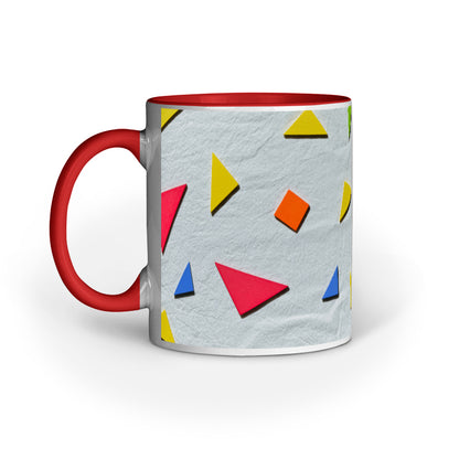 Colorful Triangular Harmony: Abstract Printed Mugs Collection