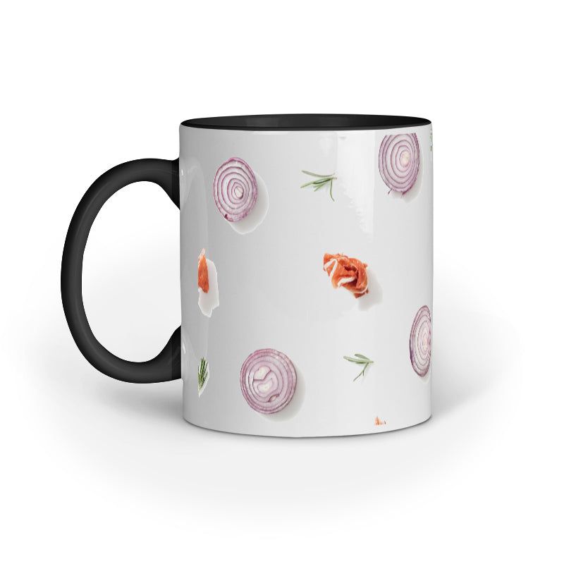 Floral Fusion: Abstract Onion Rings and Flowers Printed Mugs