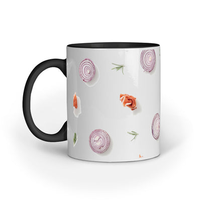 Floral Fusion: Abstract Onion Rings and Flowers Printed Mugs