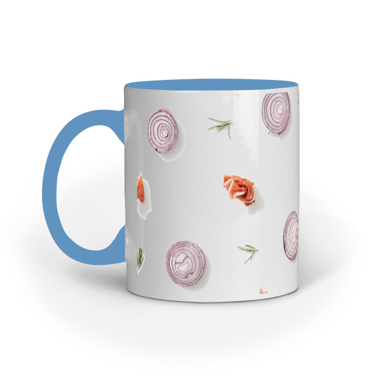 Floral Fusion: Abstract Onion Rings and Flowers Printed Mugs