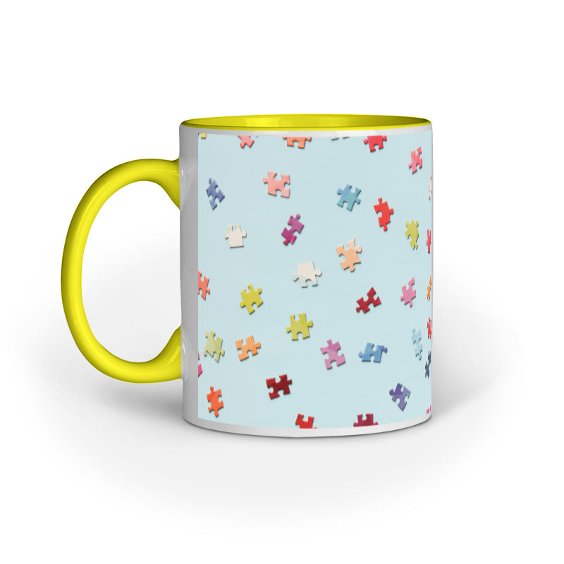 Jigsaw Puzzle Pieces: Abstract Design Printed Mugs