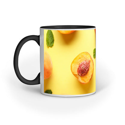 Abstract Peach Fruit Design Printed Mug: Fresh and Artistic