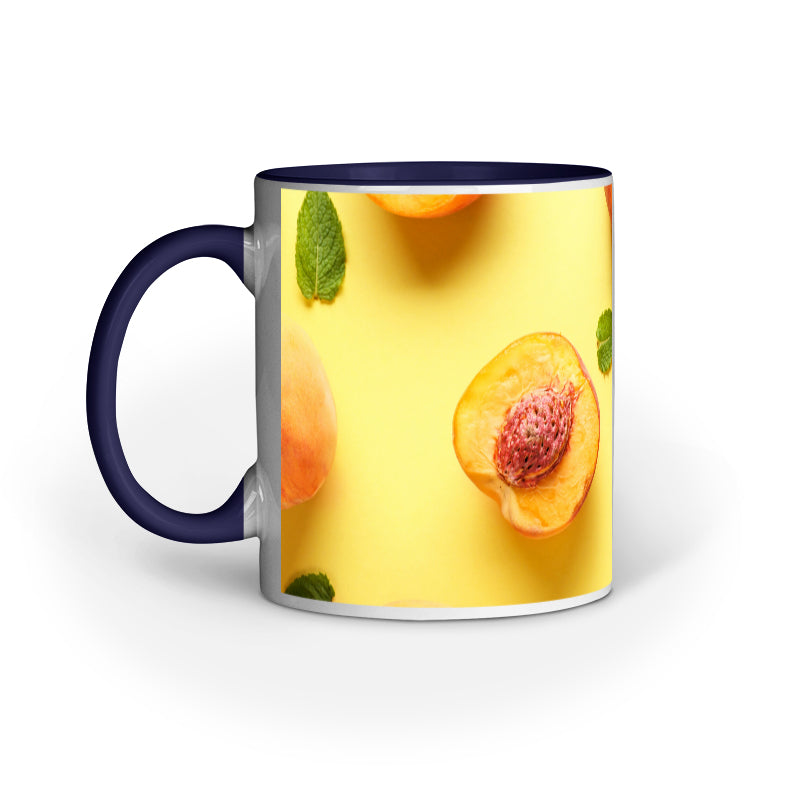Abstract Peach Fruit Design Printed Mug: Fresh and Artistic