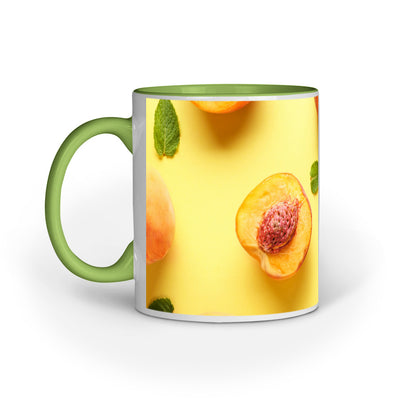 Abstract Peach Fruit Design Printed Mug: Fresh and Artistic