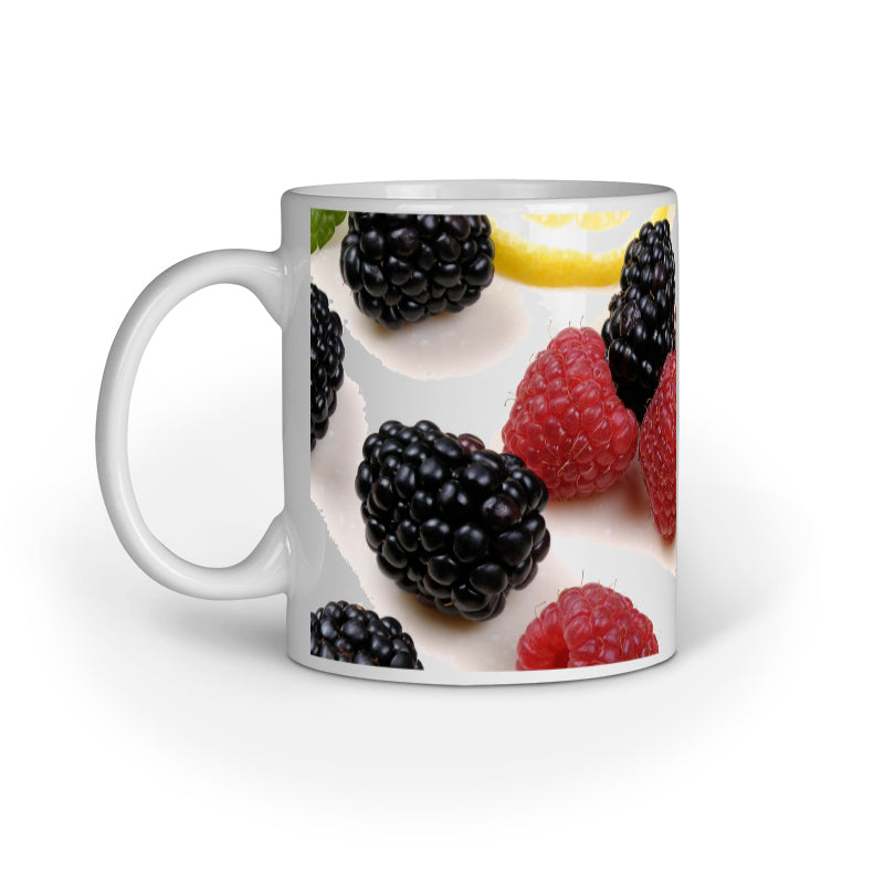 Vibrant Berries and Lemons Design Printed Mug: Refreshing Abstract Charm