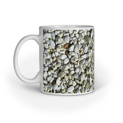 Elegant Black Rocks Abstract Design Printed Mug: Minimalist Charm