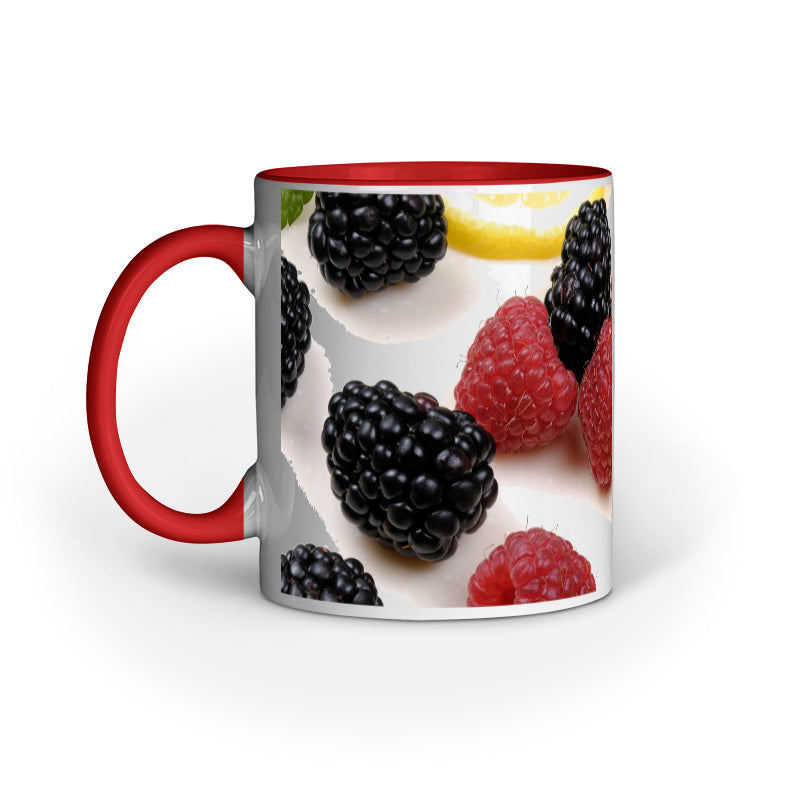 Vibrant Berries and Lemons Design Printed Mug: Refreshing Abstract Charm