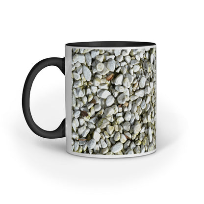 Elegant Black Rocks Abstract Design Printed Mug: Minimalist Charm