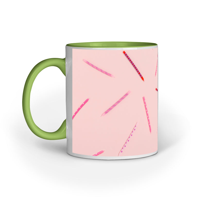 Vibrant Pink Pens Abstract Design Printed Mug: Creative Inspiration