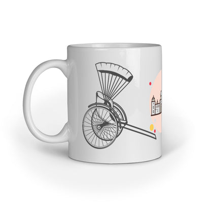 Kolkata Charm Mug: Hand Pulled Rickshaw and Victoria Memorial Design