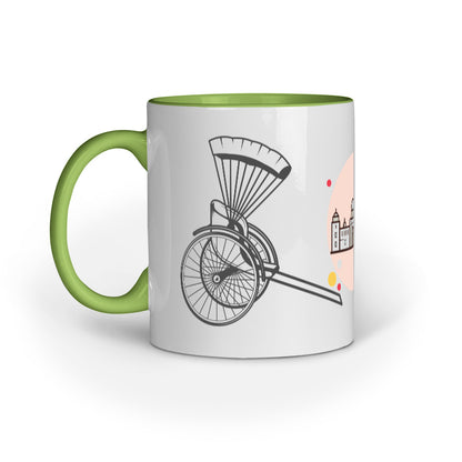 Kolkata Charm Mug: Hand Pulled Rickshaw and Victoria Memorial Design