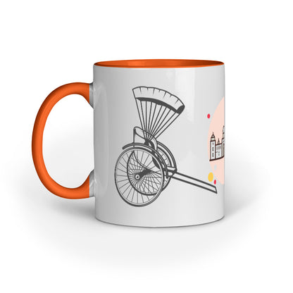 Kolkata Charm Mug: Hand Pulled Rickshaw and Victoria Memorial Design
