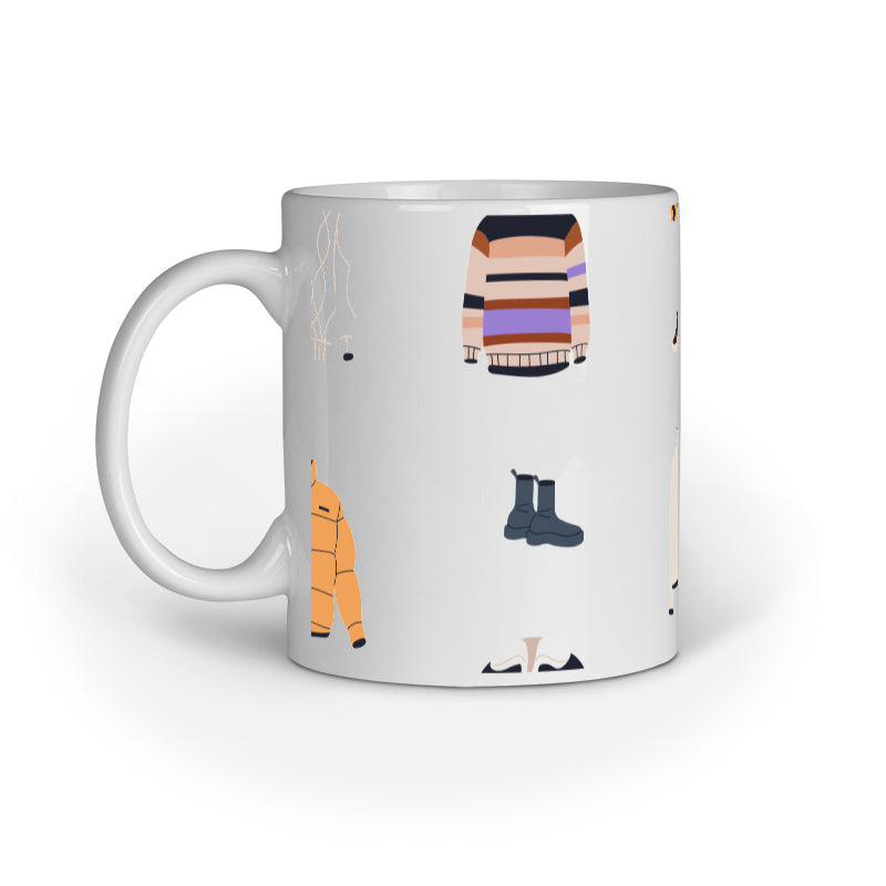 Winter Chic Mug: Fashionable Cold-Weather Clothes Design