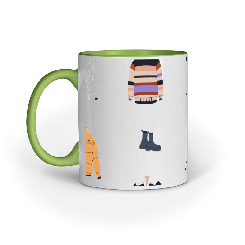Winter Chic Mug: Fashionable Cold-Weather Clothes Design
