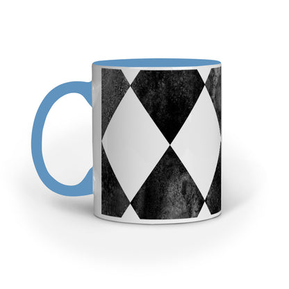Contrast Rhombus Mug: Black and White Geometric Design