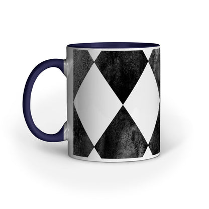 Contrast Rhombus Mug: Black and White Geometric Design