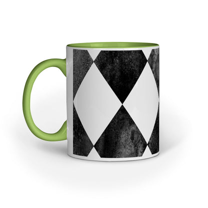 Contrast Rhombus Mug: Black and White Geometric Design