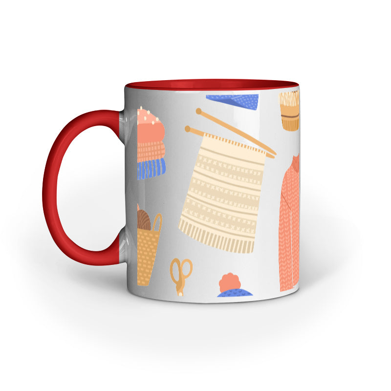 Knitting and Style: Fashionable Designs on Printed Mugs
