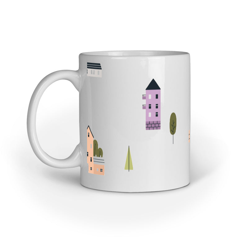 Scenic Houses and Trees Mug: Nature's Tranquility in Your Hands