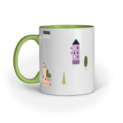 Scenic Houses and Trees Mug: Nature's Tranquility in Your Hands