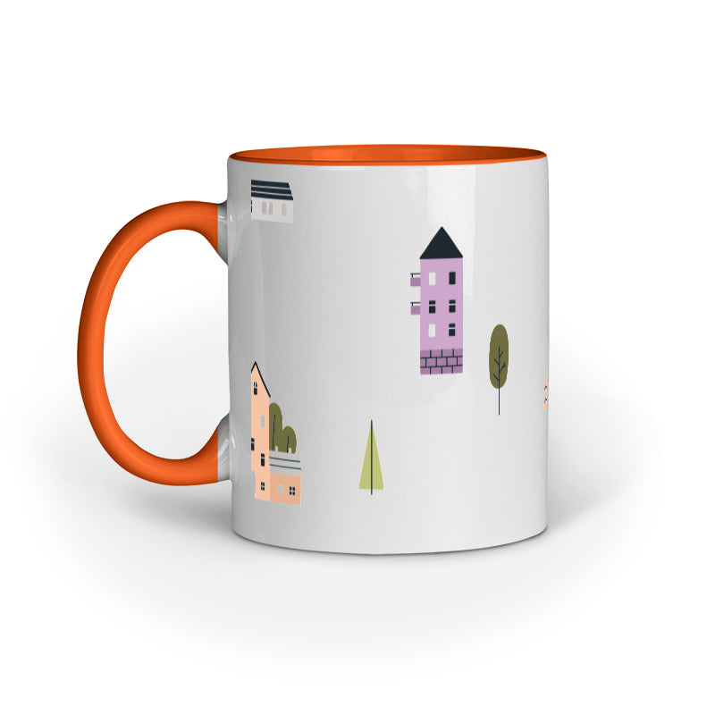 Scenic Houses and Trees Mug: Nature's Tranquility in Your Hands
