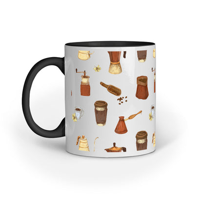 Vintage Coffee Machine and Bags Printed Mugs