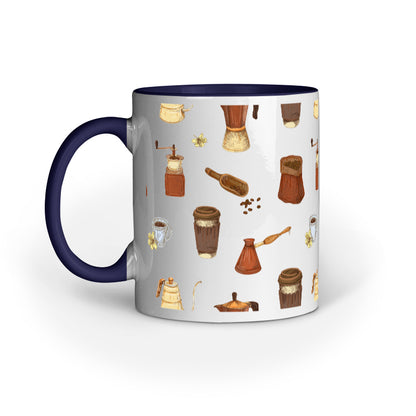 Vintage Coffee Machine and Bags Printed Mugs