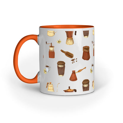 Vintage Coffee Machine and Bags Printed Mugs