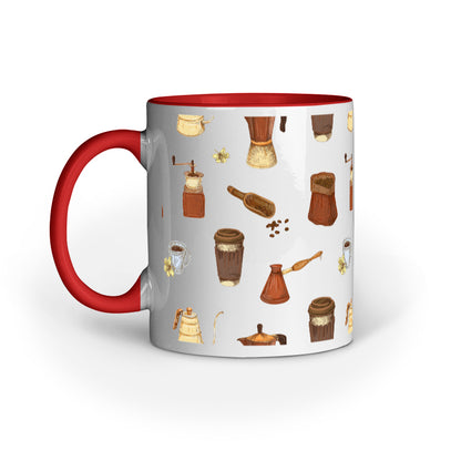 Vintage Coffee Machine and Bags Printed Mugs
